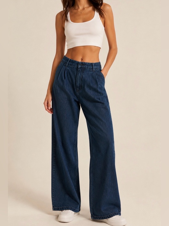 Abercrombie & Fitch Denim - SOLD Abercrombie & Fitch Dark Wash Wide Leg Pleated Jeans Size 28/6
